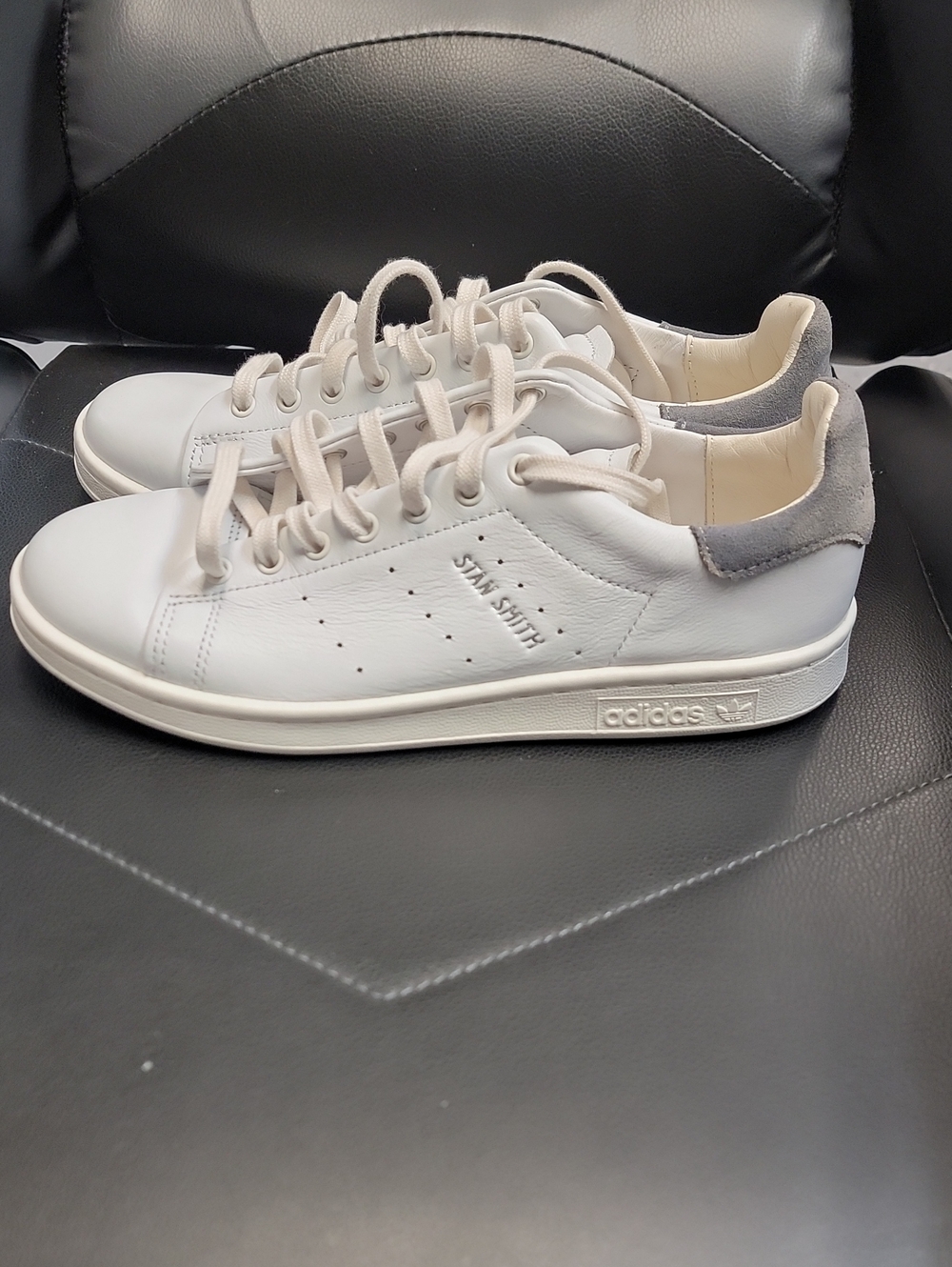 adidas Kids White Sneakers with Gray Heel Tab